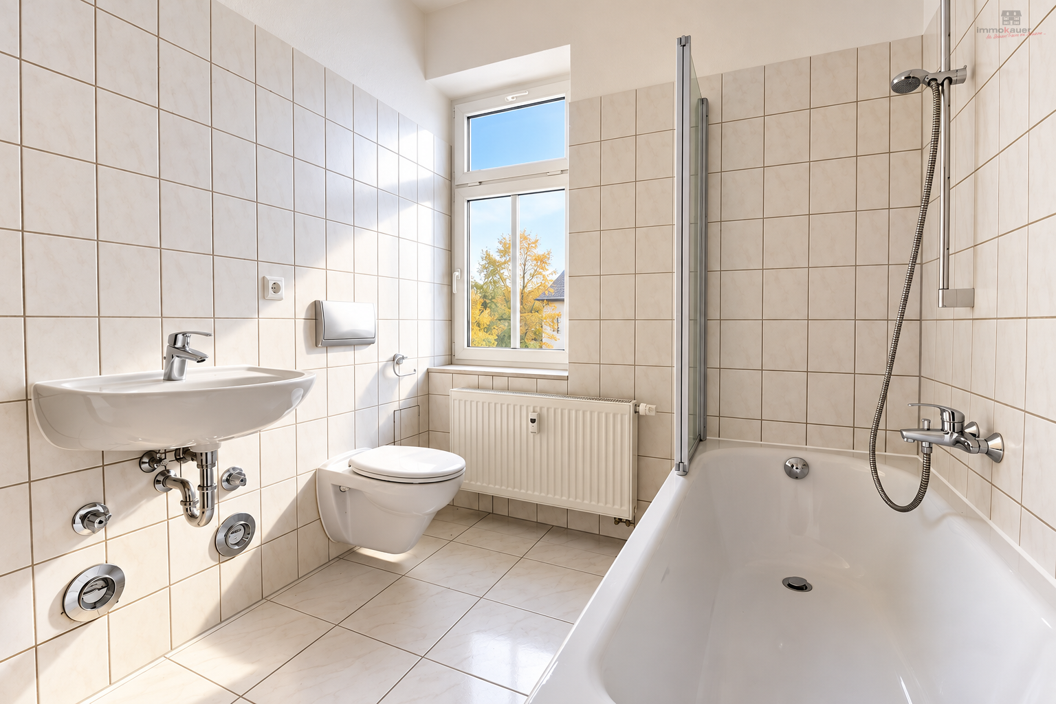 Helles modernes Badezimmer mit Fenster